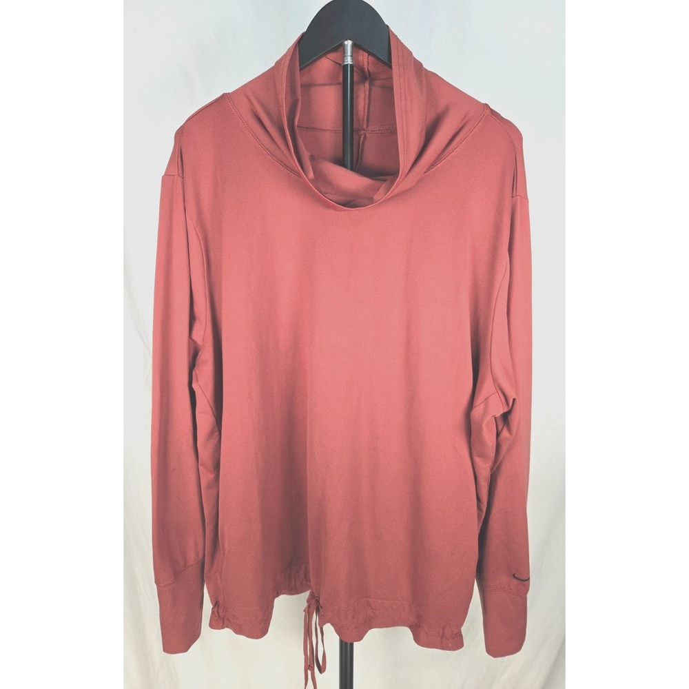 Nike Dri-FIT Womens 2X Plus Cowl Neck Pullover Mauve Pink Long Sleeve Drawstring